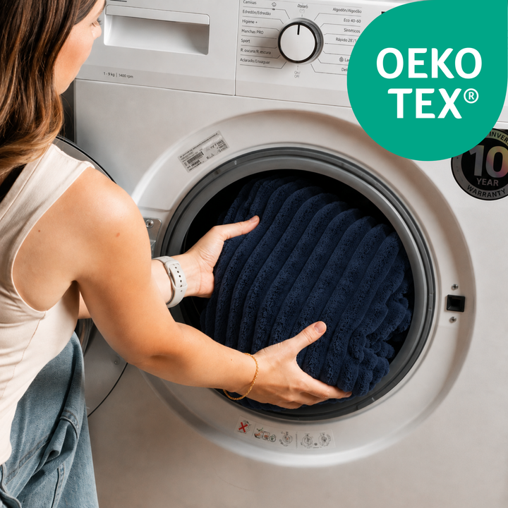 Housse amovible en fourrure côtelée, placée dans un lave-linge pour lavage, OEKO-TEX