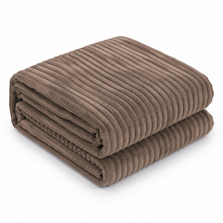Housse de pouf XXL en velours côtelé marron, 110×100 cm.