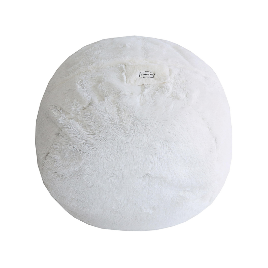 Pouf géant Bananair en fourrure blanche, forme ronde