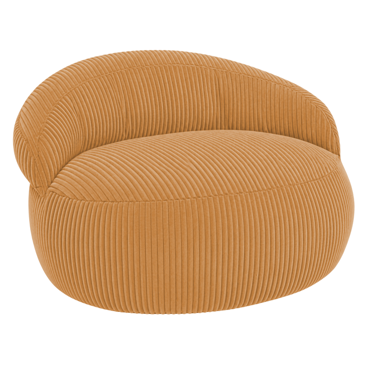 Pouf XXL velours côtelé jaune moutarde, vue rapprochée
