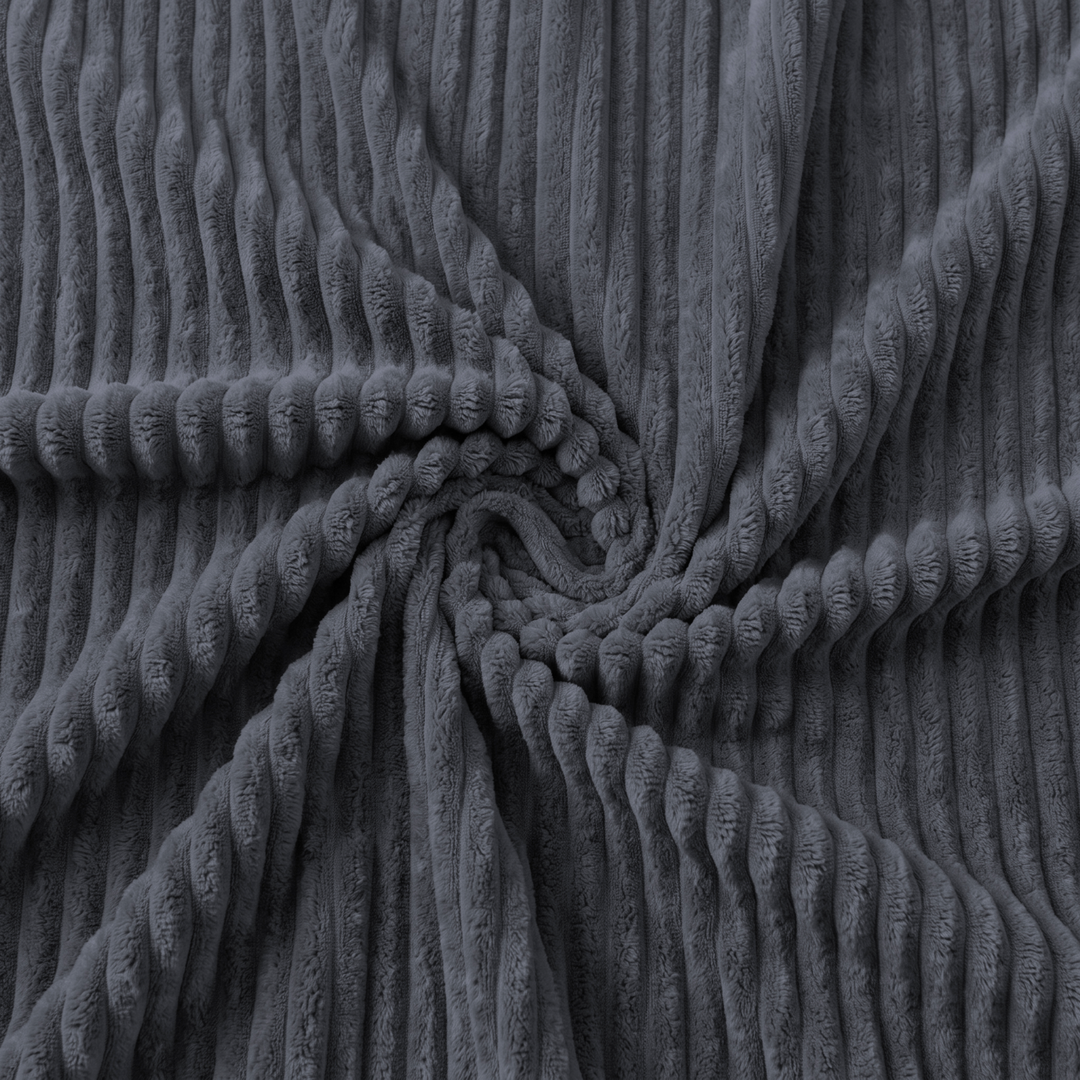 Tissu en velours côtelé gris foncé, gros plan de la texture de la housse