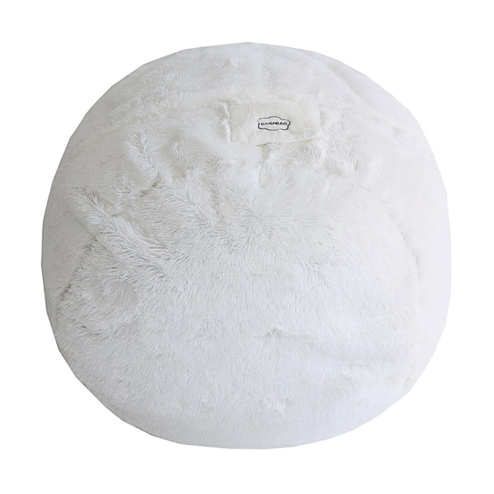 Pouf géant Bananair en fourrure blanche, forme ronde