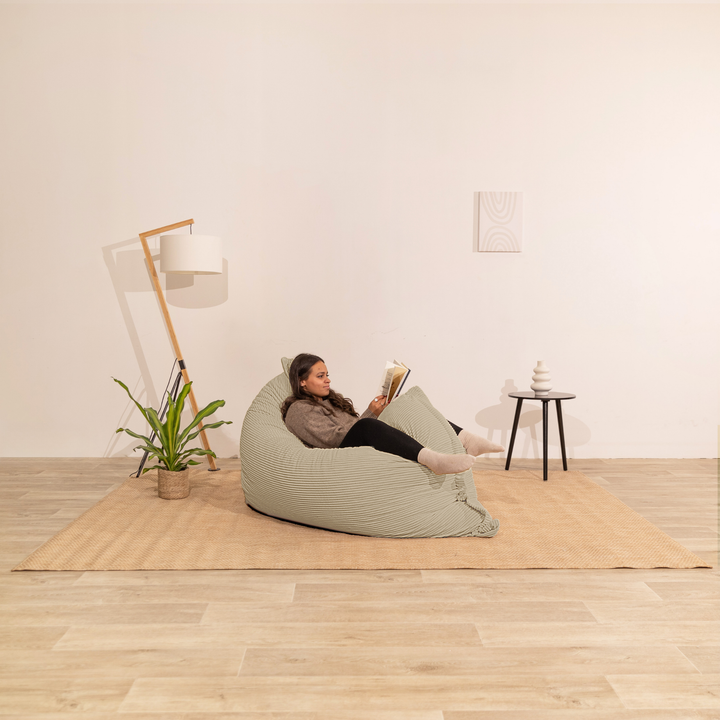 Poef van geribd fluweel met afneembare hoes - 140x180 cm