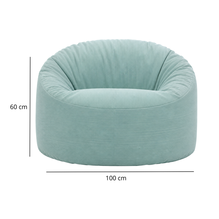 Pouf rond en velours côtelé avec dimensions 100 cm, 60 cm de haut