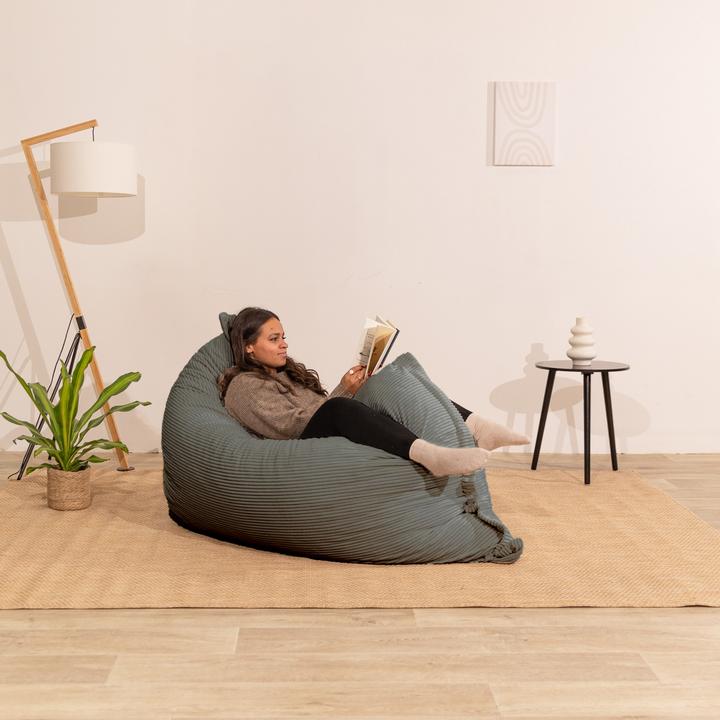 Poef van geribd fluweel met afneembare hoes - 140x180 cm