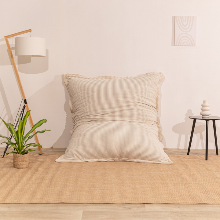 Poef van geribd fluweel met afneembare hoes - 140x180 cm