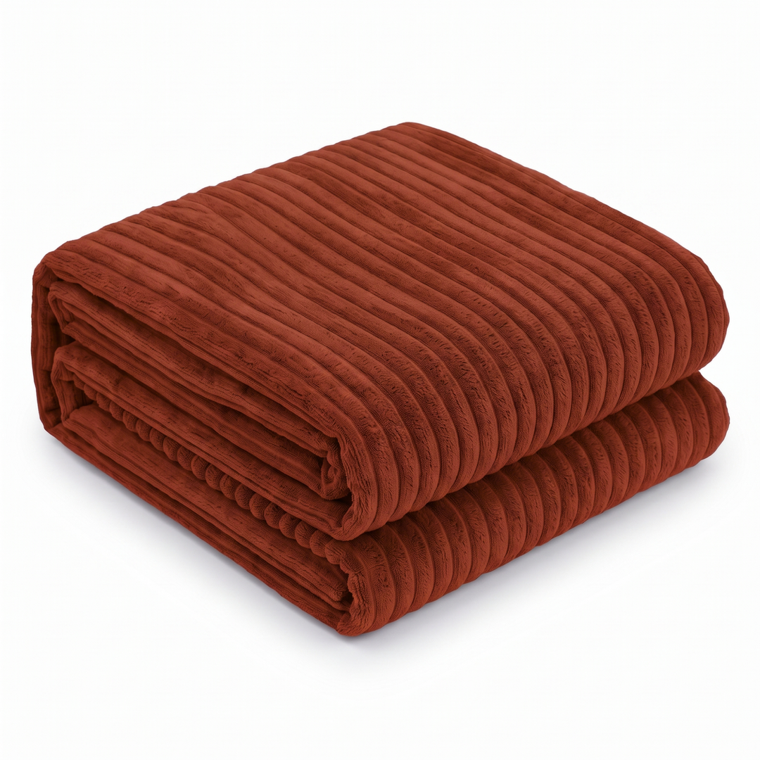 Housse de pouf XXL en velours côtelé rouge brique, 110×100 cm.