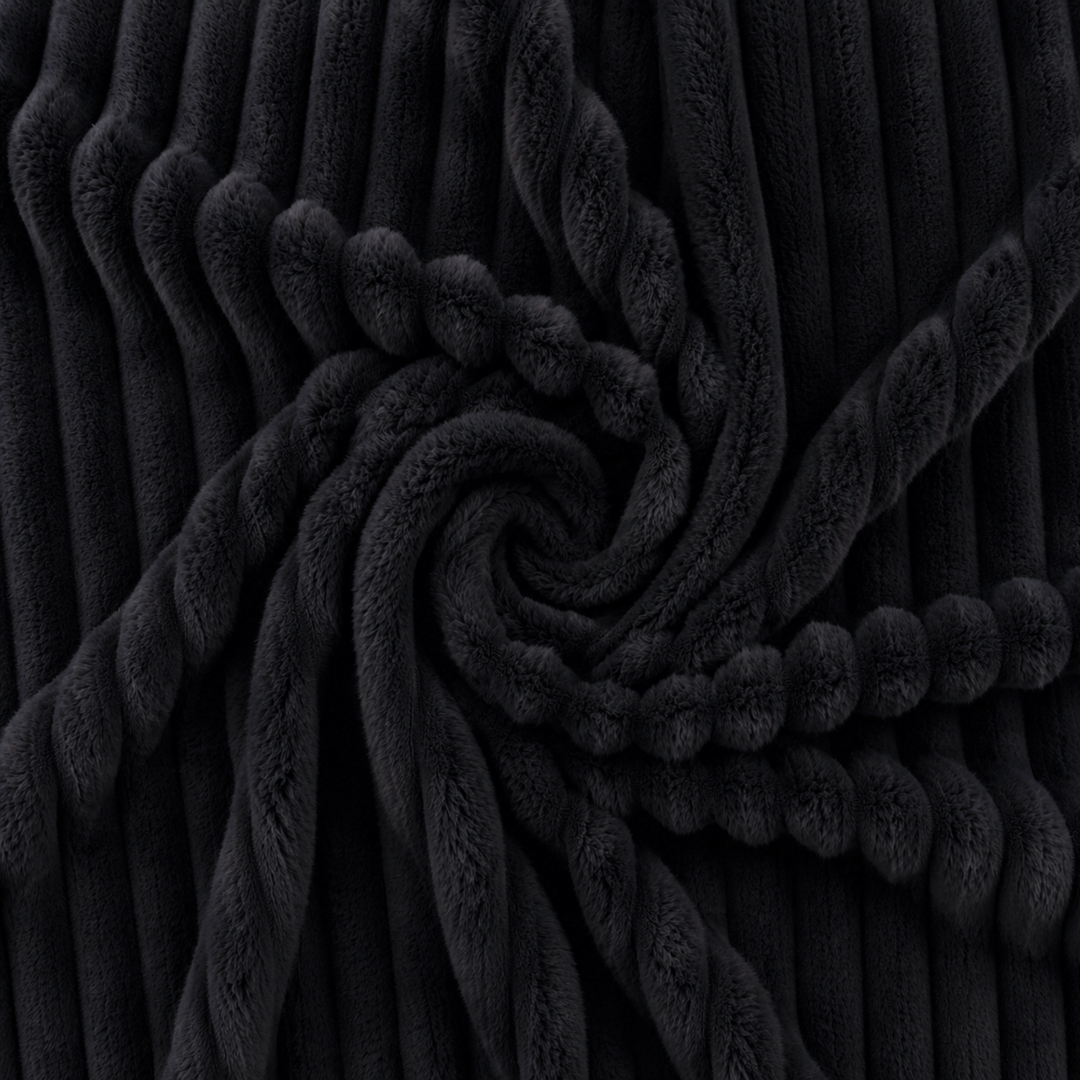 Housse de pouf poire fourrure côtelée, gros plan sur la texture du tissu côtelé