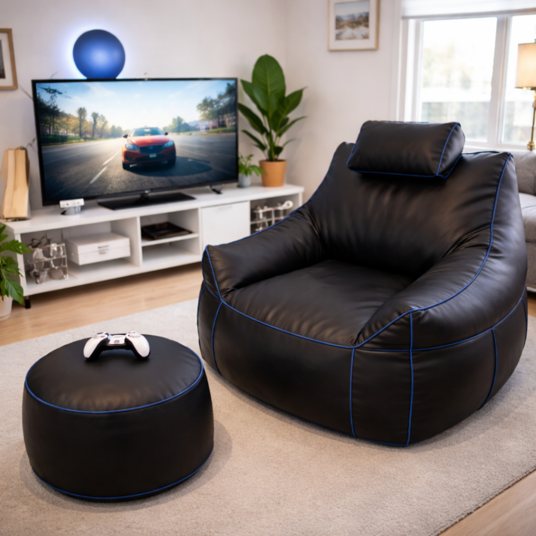Gaming-zitzak van kunstleer - 100x110 cm + Voetensteun