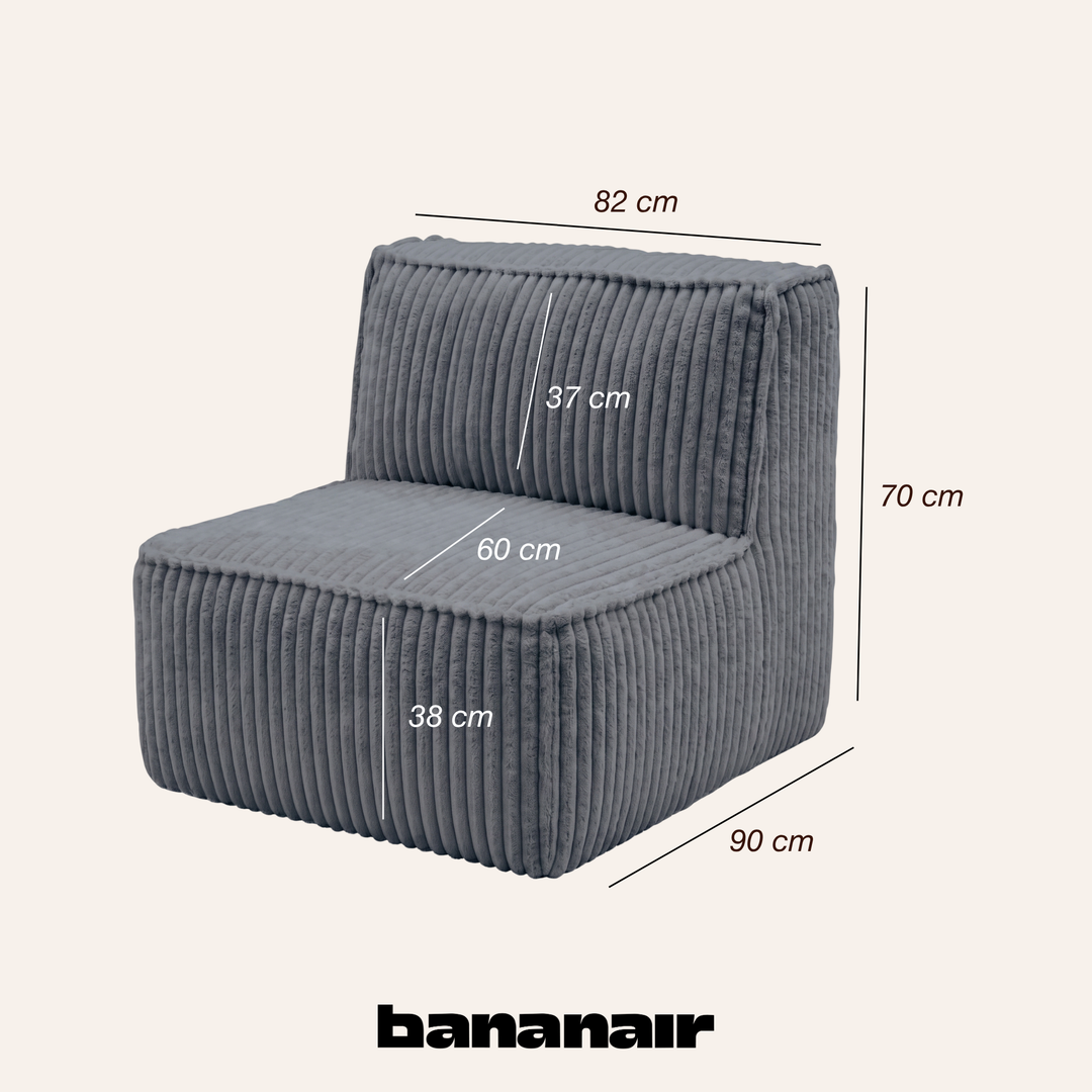 Afneembare centrale module - Voor modulaire bank - Ribfluweel - 90x82 cm