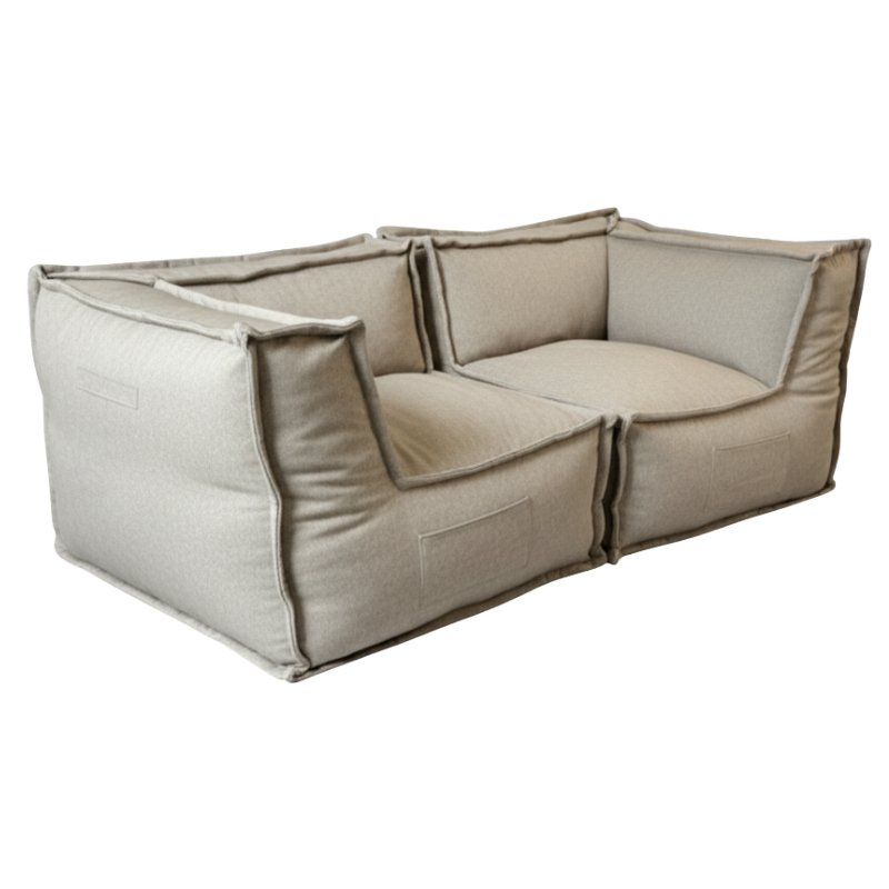 Modulaire 2-zitsbank - Linnenlook - 90x180 cm