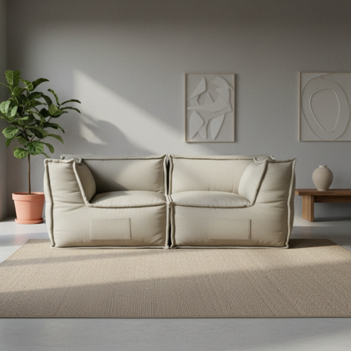 Modulaire 2-zitsbank - Linnenlook - 90x180 cm