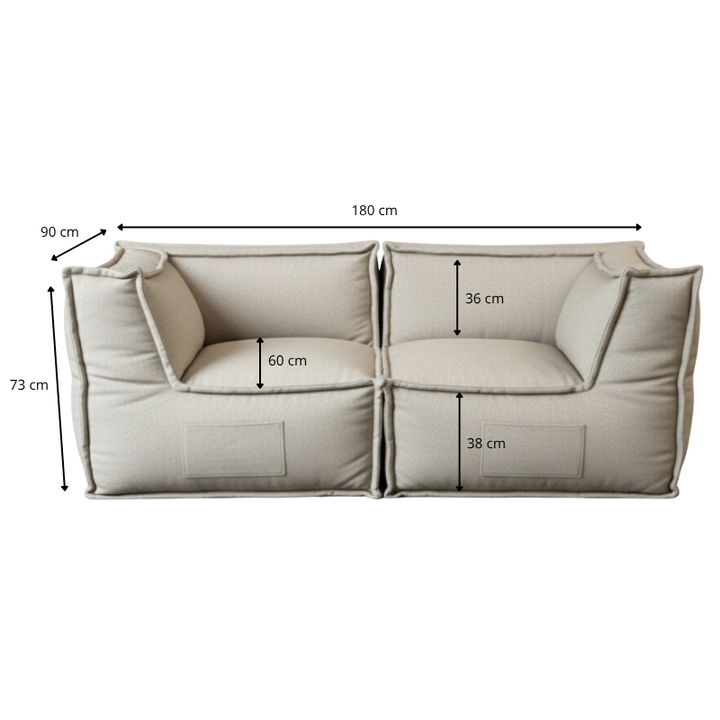 Modulaire 2-zitsbank - Linnenlook - 90x180 cm