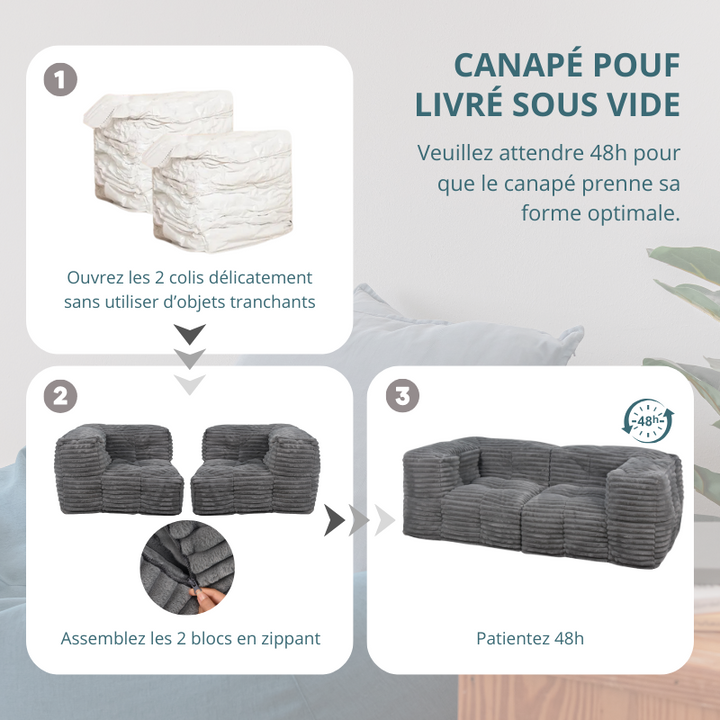 Modulaire Bank Ribfluweel - 90x180 Cm