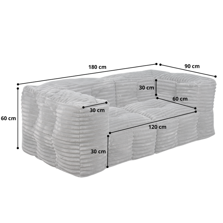 Modulaire Bank Ribfluweel - 90x180 Cm