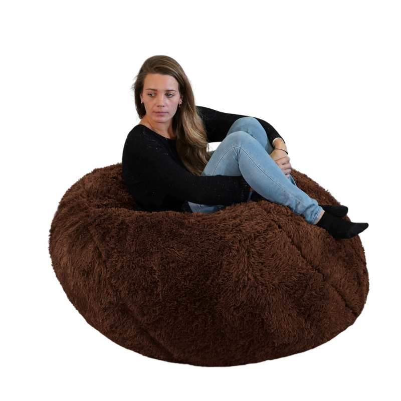 Enkel de hoes voor reuzenpoef van imitatiebont - 120 cm - Banabag