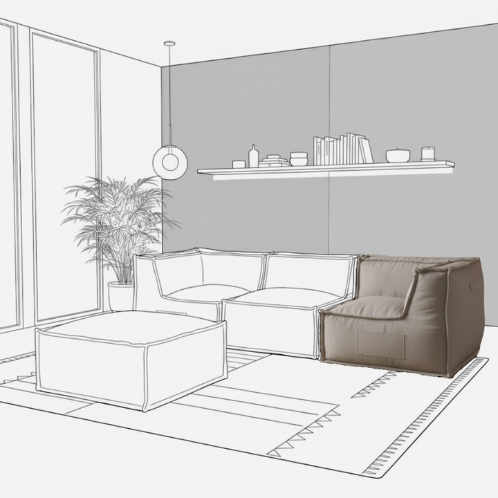 Omkeerbare hoekmodule voor modulaire bank - Linnenlook - 90x90 cm