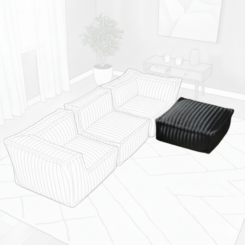 Hocker/Chaise-longue voor Modulaire Bank - Geribbelde Vacht - 80x60x38 Cm