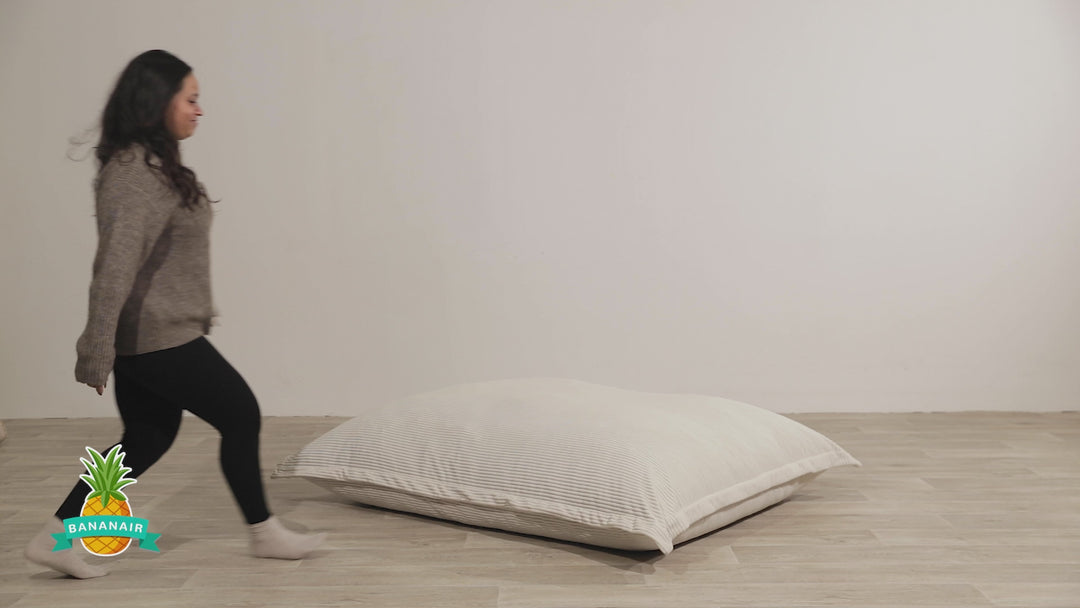 Poef van geribd fluweel met afneembare hoes - 140x180 cm